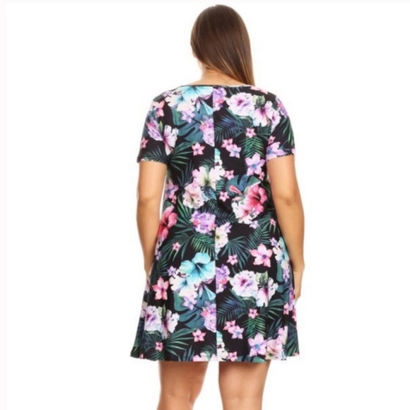 SALE!🌺Plus Tropical Print Fit & Flare Dress - Picture 6 of 7
